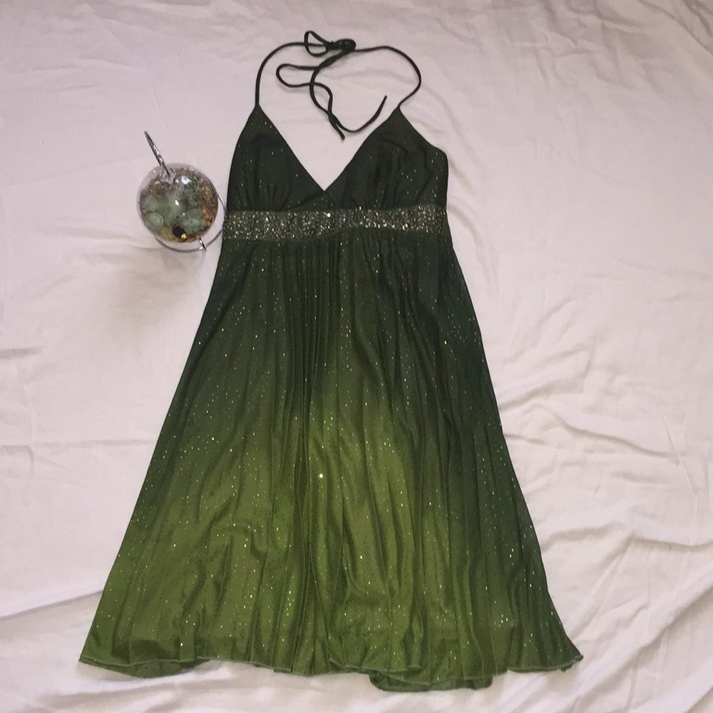 Green Ombré Halter Dress